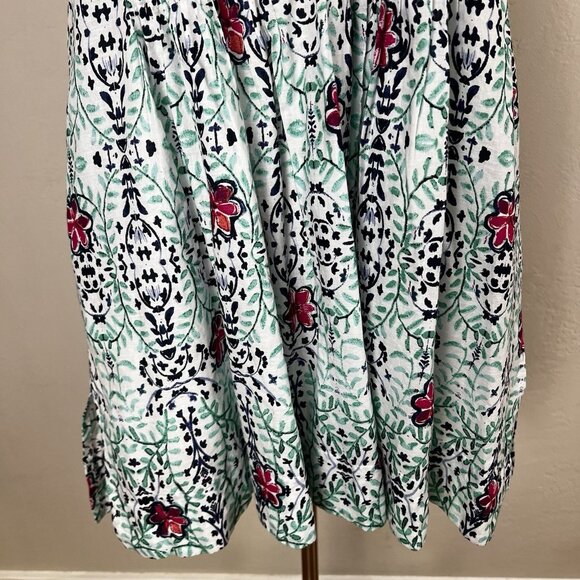 Modaposa Pintuck Sleeveless Cotton Dress Lined Green Floral Resort‎ Size Small - Picture 3 of 11